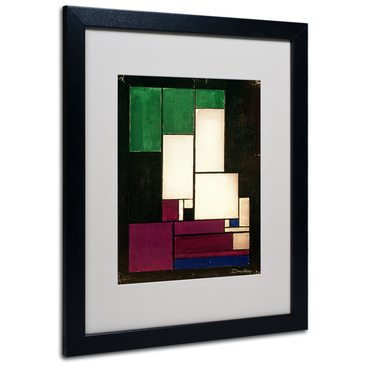 Theo Van Doesburg 'Composition 1922' Black Wooden Framed Art 18 X 22 Inches