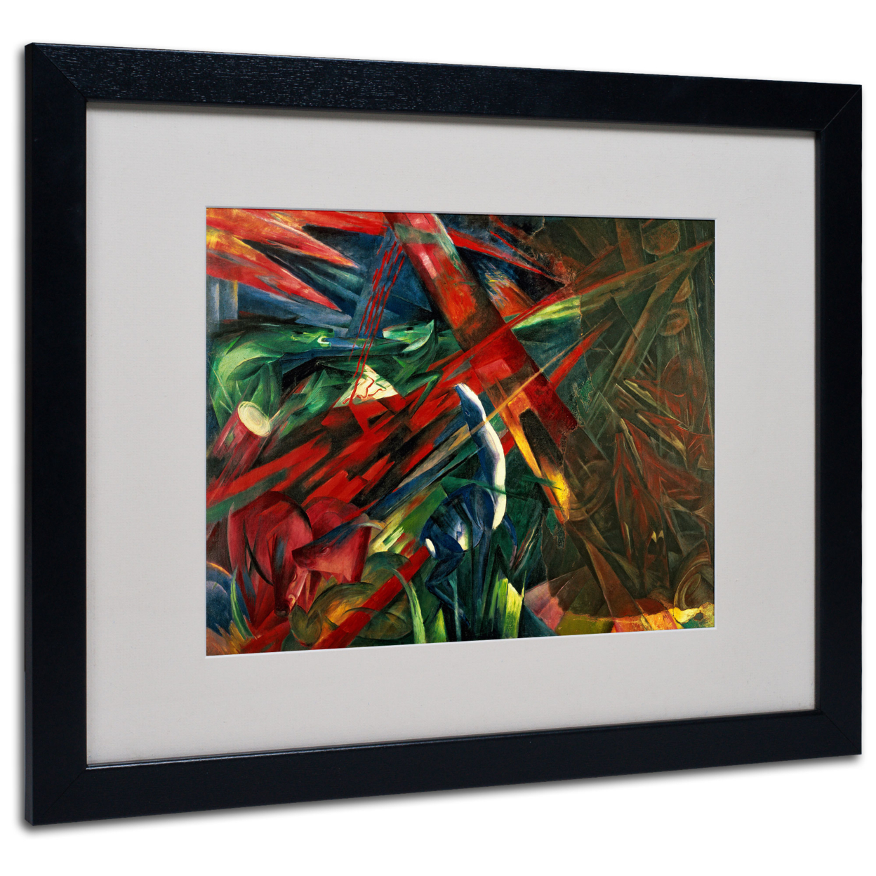 Franz Marc 'Fate Of The Animals 1913' Black Wooden Framed Art 18 X 22 Inches