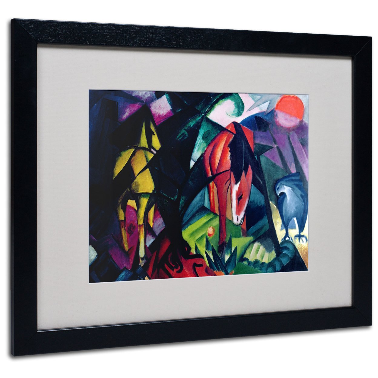 Franz Marc 'Horse And Eagle 1912' Black Wooden Framed Art 18 X 22 Inches