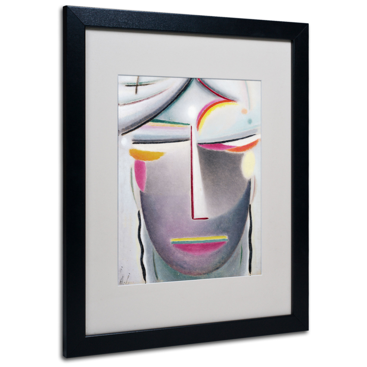 Alexej Von Jawlensky 'Head (Dark Buddha)' Black Wooden Framed Art 18 X 22 Inches