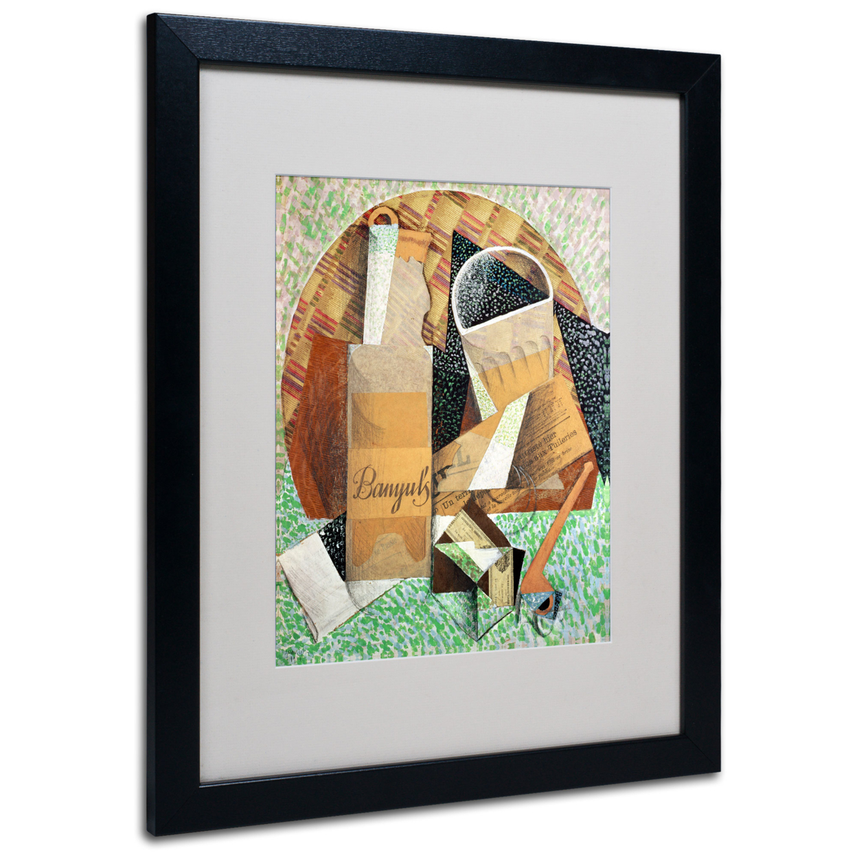 Juan Gris 'The Bottle Of Banyuls 1914' Black Wooden Framed Art 18 X 22 Inches