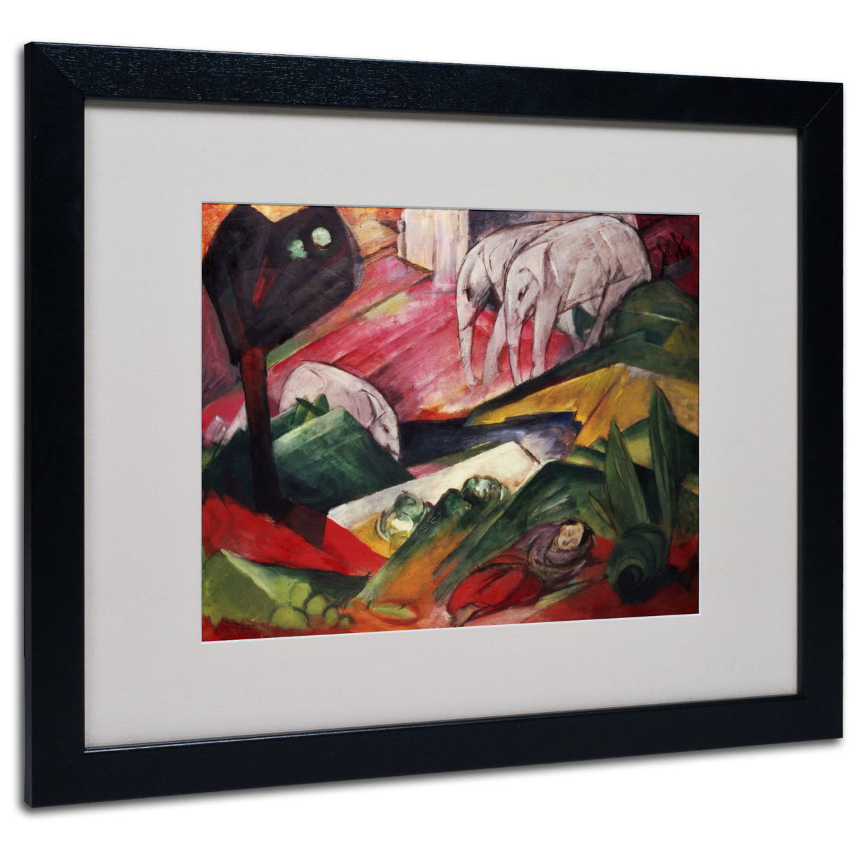 Franz Marc 'The Dream' Black Wooden Framed Art 18 X 22 Inches