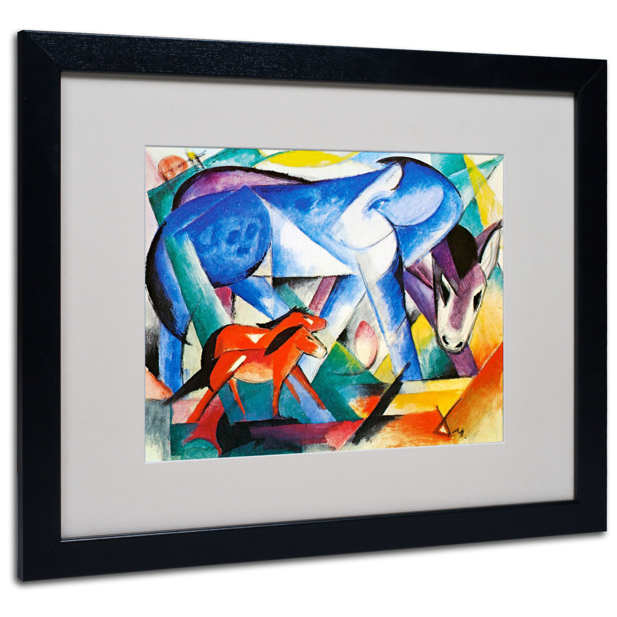 Franz Marc 'The First Animals 1913' Black Wooden Framed Art 18 X 22 Inches