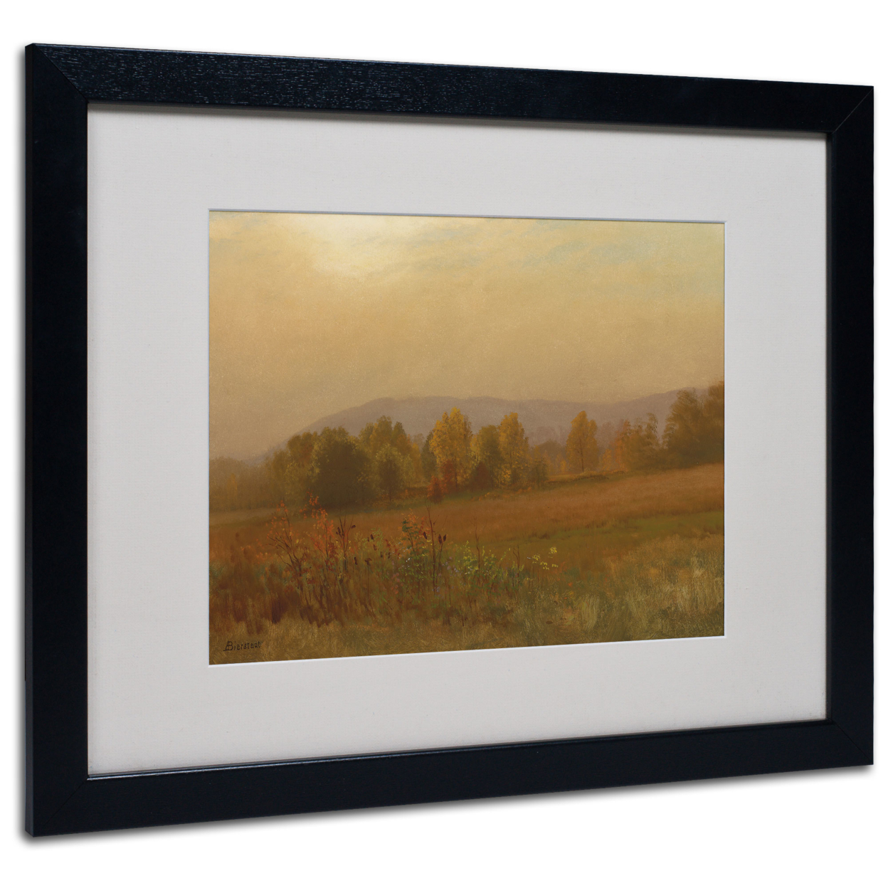 Albert Bierstadt 'Autumn Landscape' Black Wooden Framed Art 18 X 22 Inches
