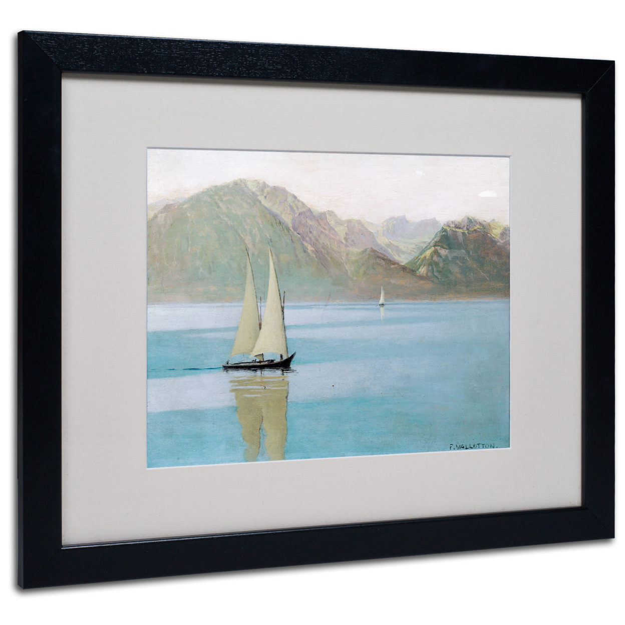Felix Vallotton 'Boat On Lake Geneva 1892' Black Wooden Framed Art 18 X 22 Inches