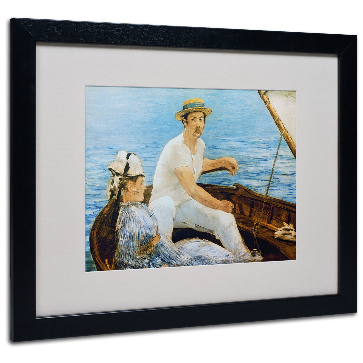 Edouard Manet 'Boating 1874' Black Wooden Framed Art 18 X 22 Inches