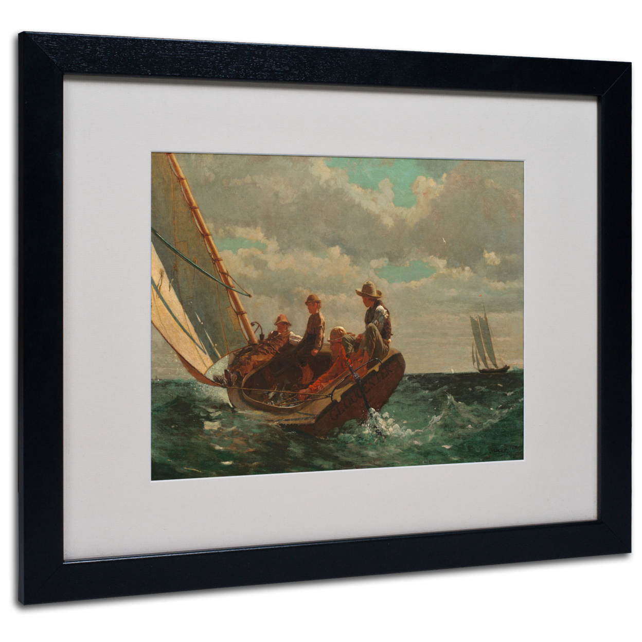 Winslow Homer 'Breezing Up (A Fair Wind)' Black Wooden Framed Art 18 X 22 Inches