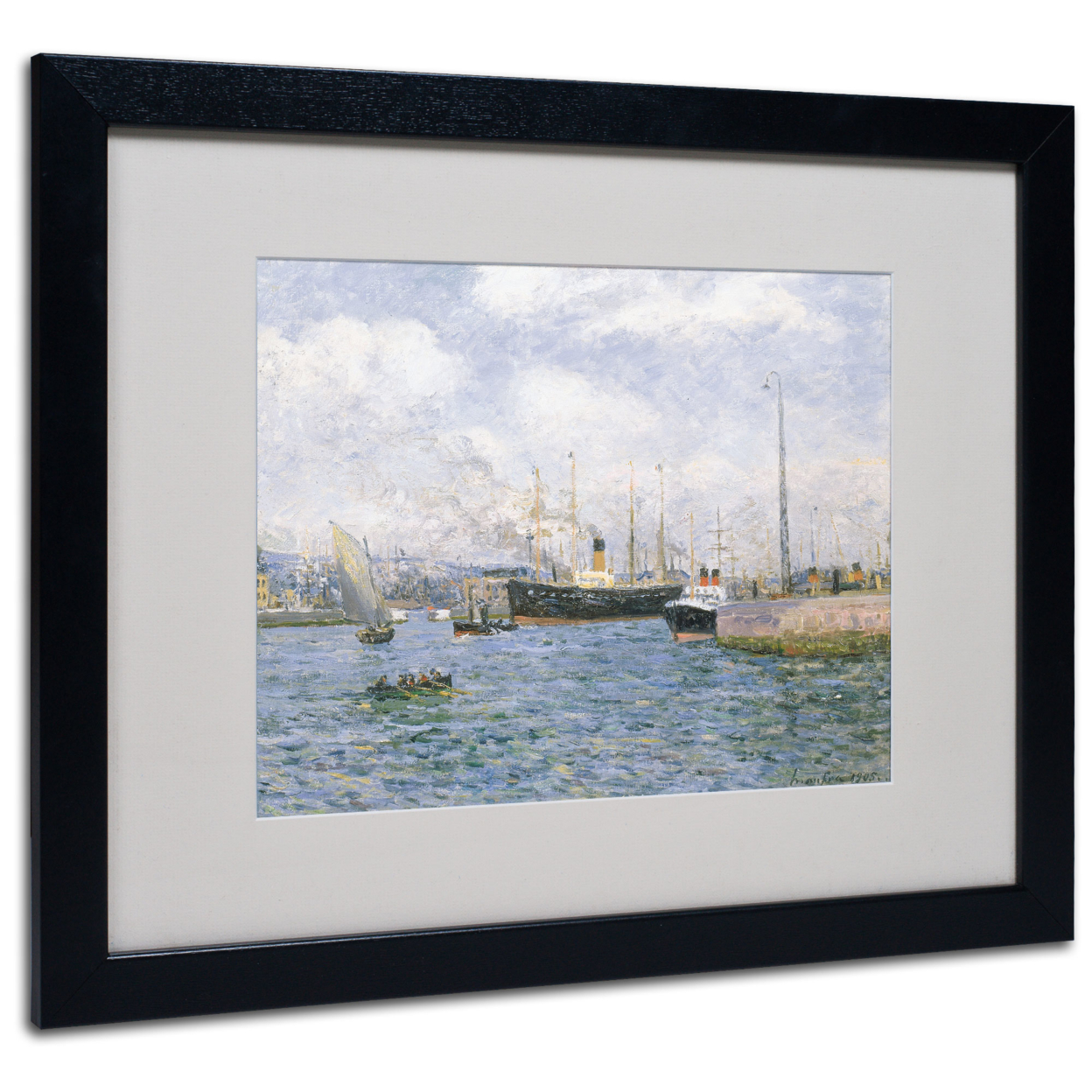 Maxime Maufra 'Departure From Havre 1905' Black Wooden Framed Art 18 X 22 Inches