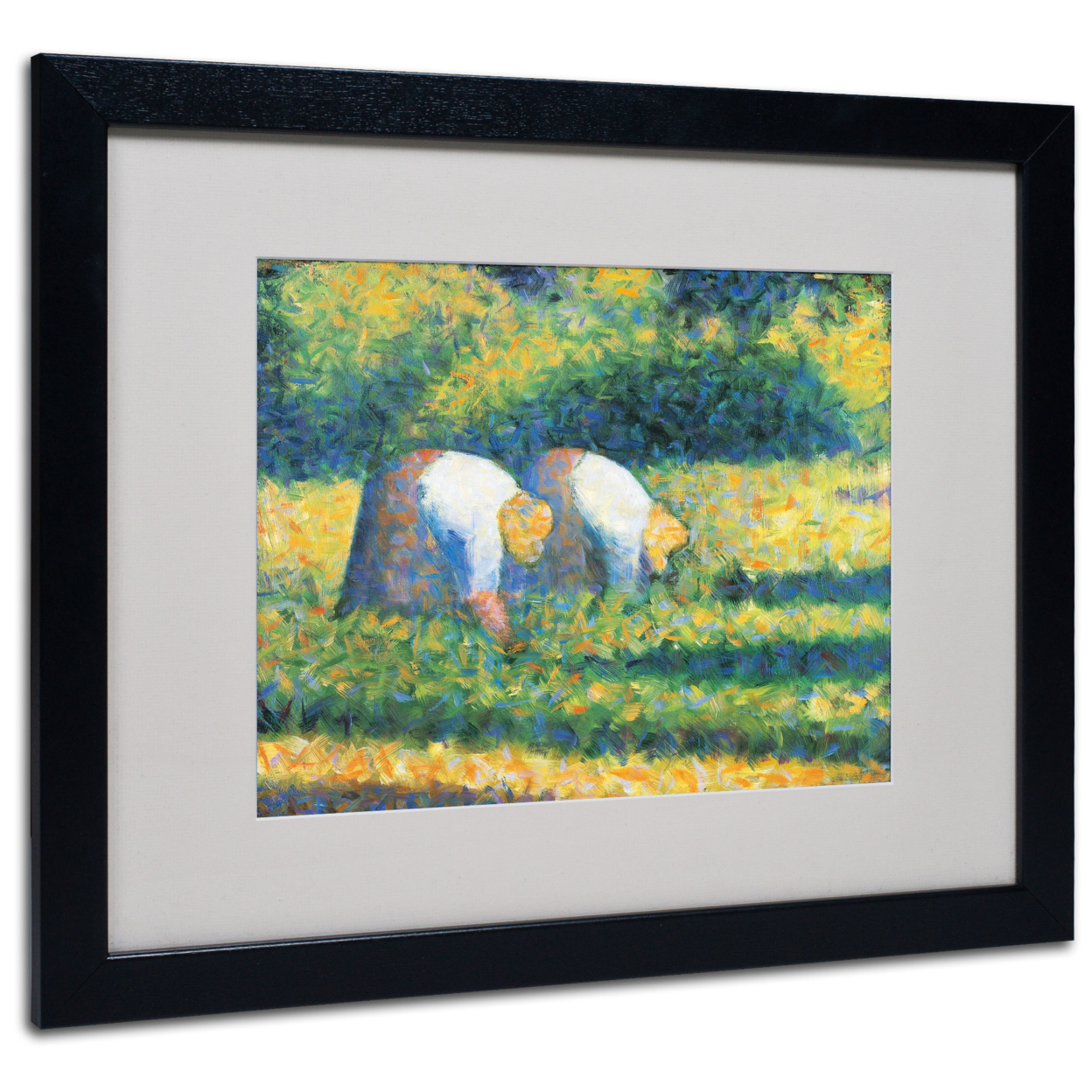 Georges Seurat 'Farmers At Work 1882' Black Wooden Framed Art 18 X 22 Inches