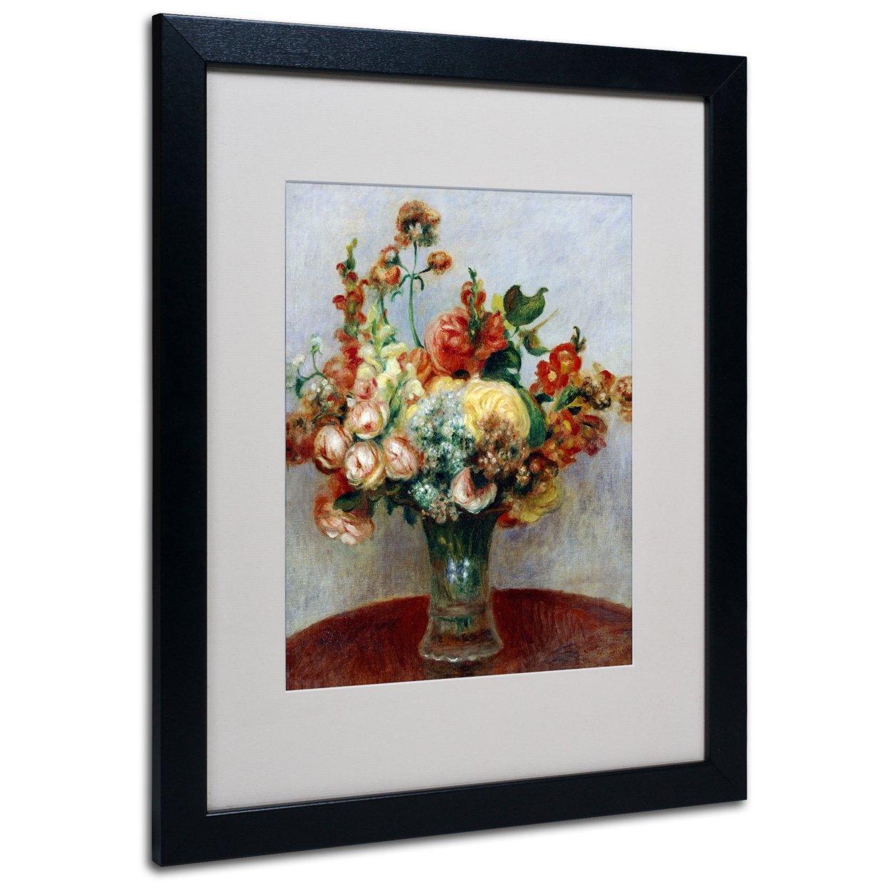 Pierre Renoir 'Flowers In A Vase 1898' Black Wooden Framed Art 18 X 22 Inches