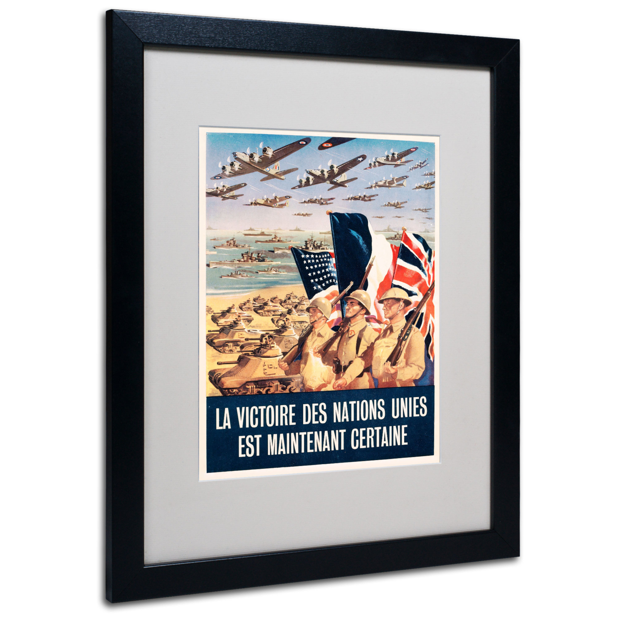 Propaganda Poster From World War II' Black Wooden Framed Art 18 X 22 Inches