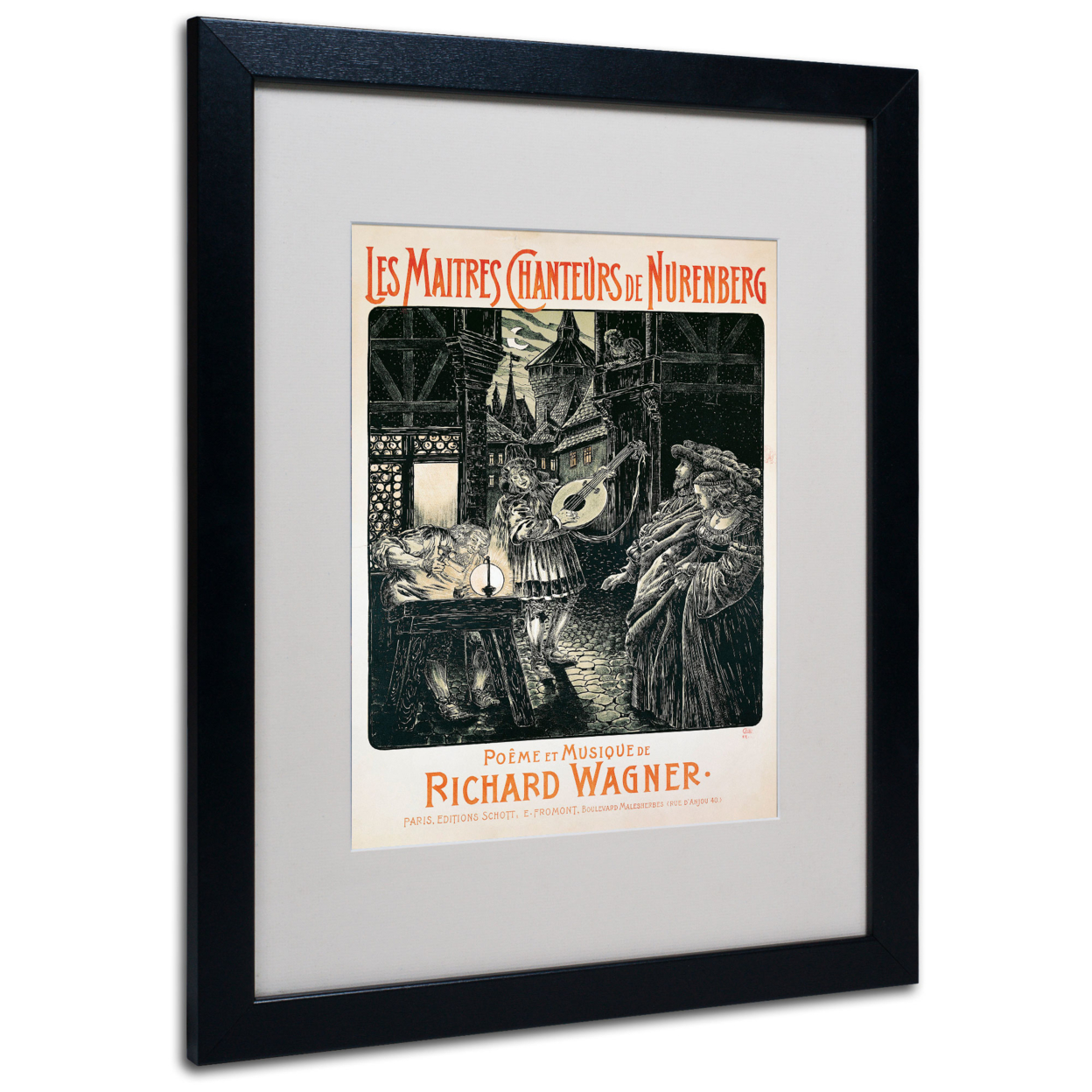 Richard Wagner 'Mastersingers' Black Wooden Framed Art 18 X 22 Inches