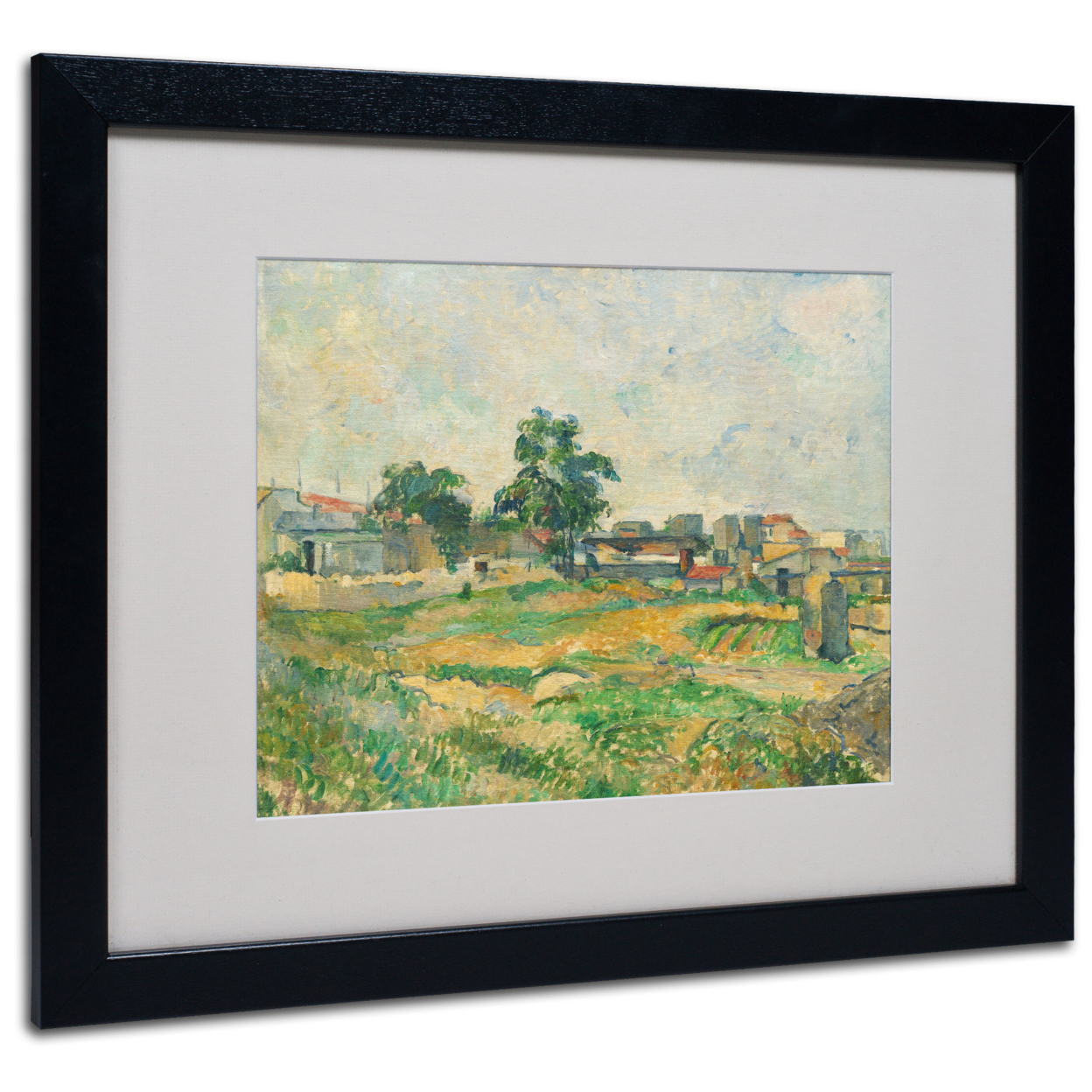 Paul Cezanne 'Landscape Near Paris 1876' Black Wooden Framed Art 18 X 22 Inches