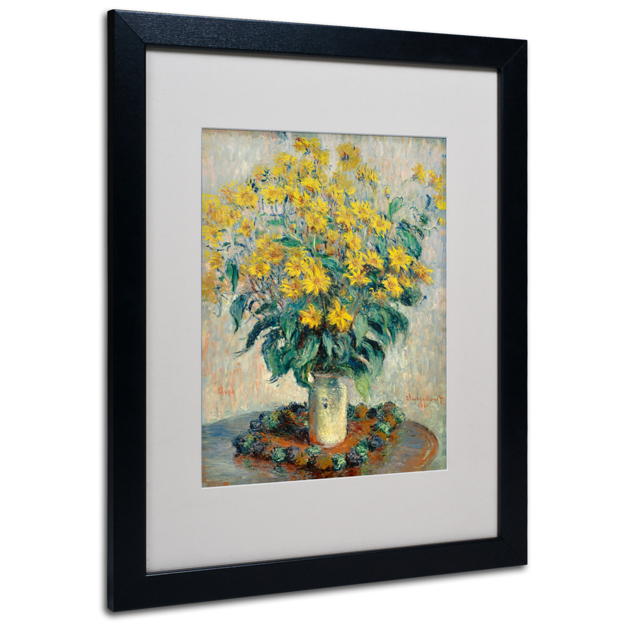 Claude Monet 'Jerusalem Artichoke Flowers' Black Wooden Framed Art 18 X 22 Inches