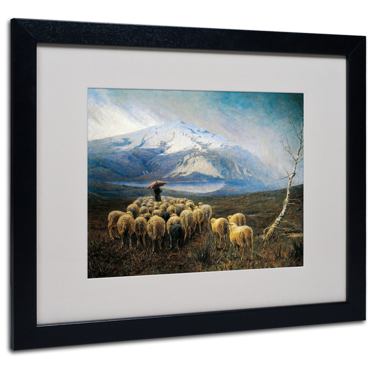 Achilles Tominetti 'Mountain Landscape' Black Wooden Framed Art 18 X 22 Inches