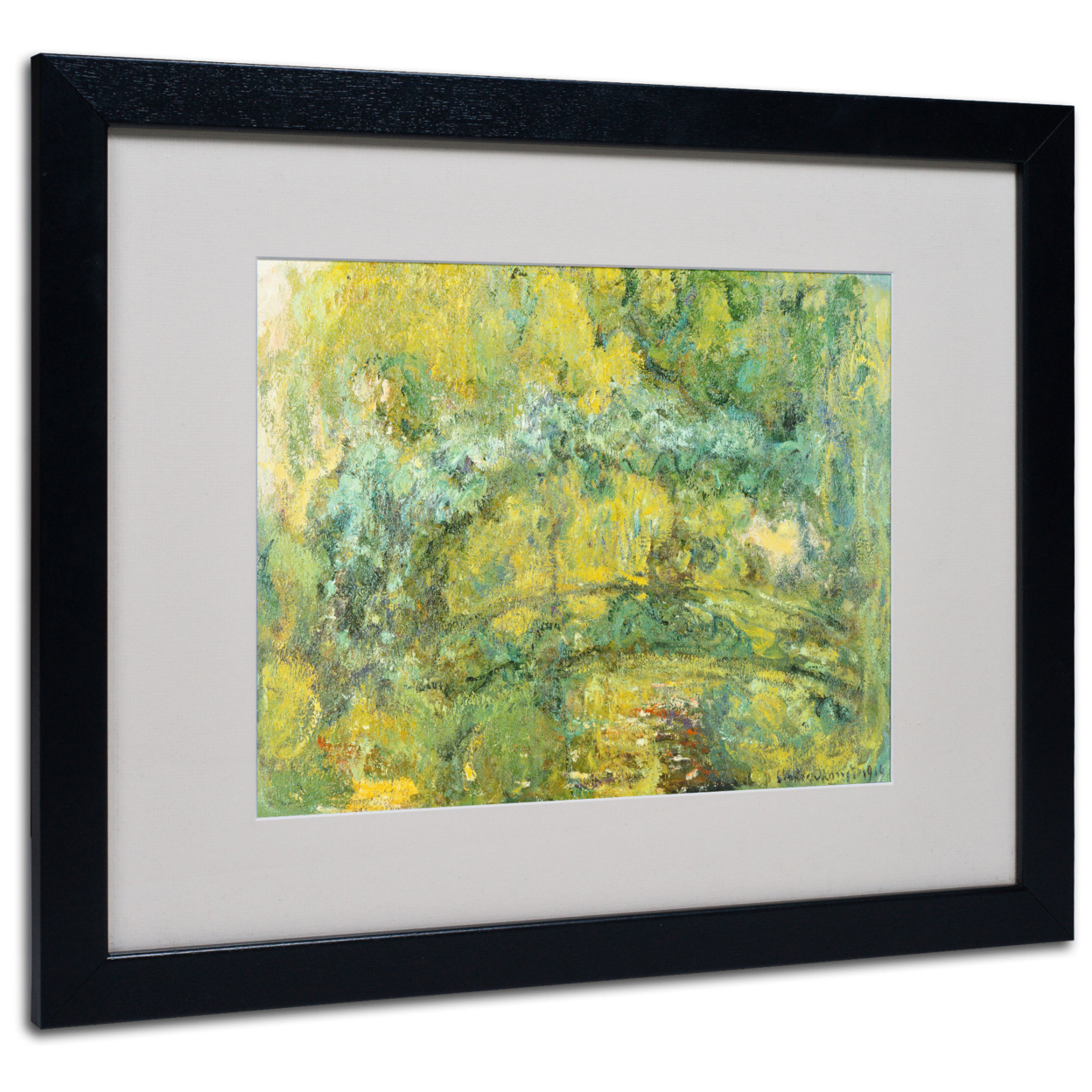 Claude Monet 'Passage On Waterlily Pond' Black Wooden Framed Art 18 X 22 Inches