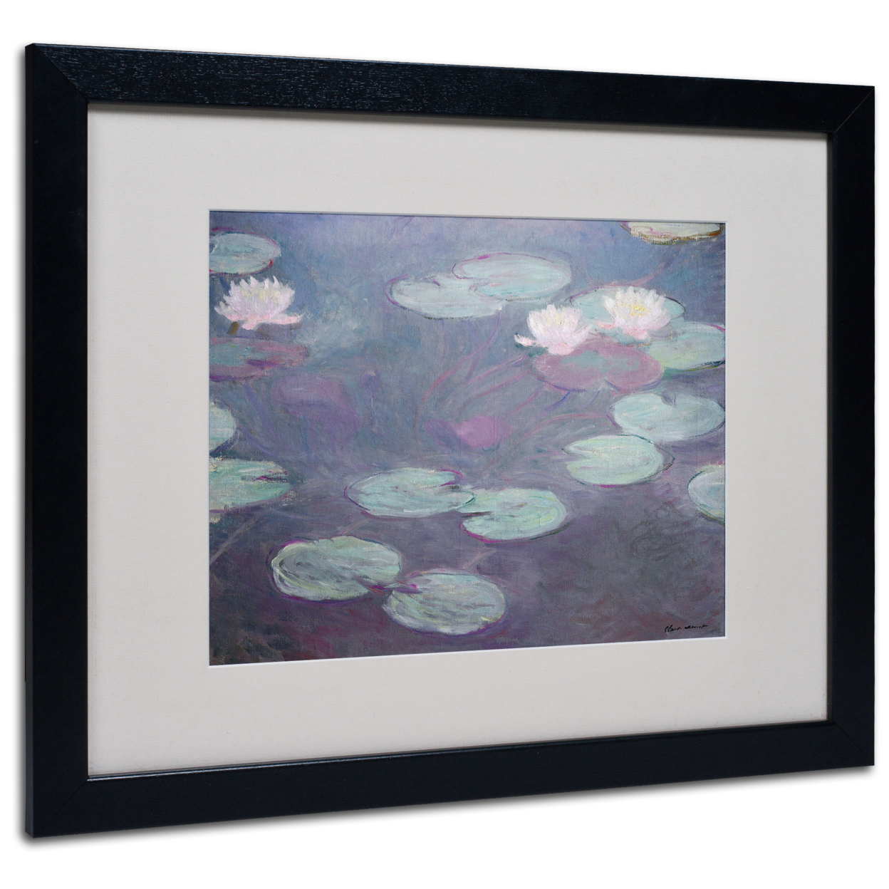 Claude Monet 'Pink Lilies 1897-1899' Black Wooden Framed Art 18 X 22 Inches