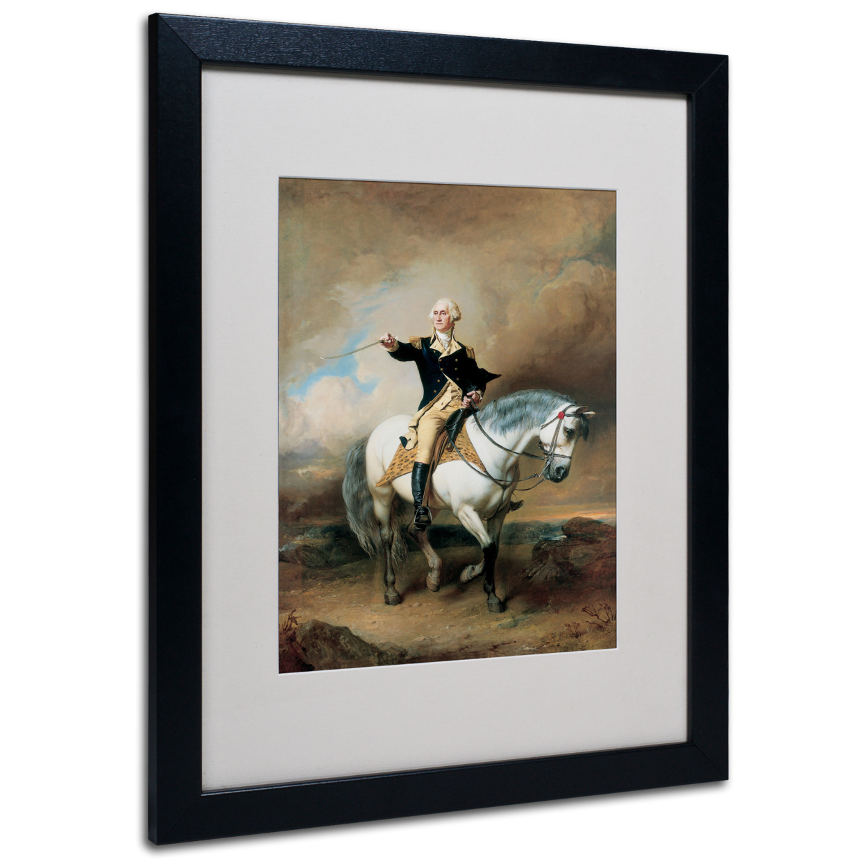 John Faed 'Portrait Of George Washington' Black Wooden Framed Art 18 X 22 Inches