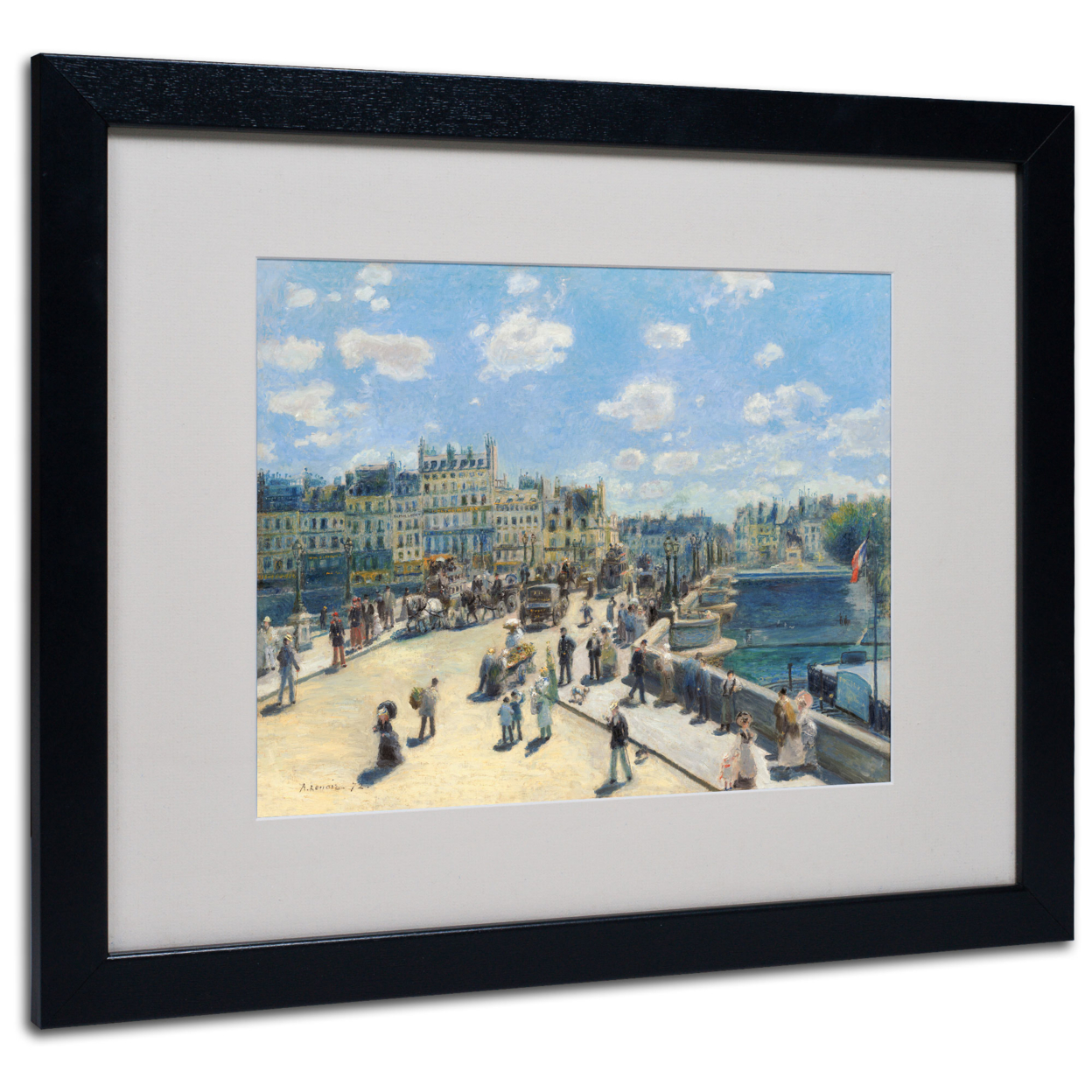 Pierre Renoir 'Pont Neuf Paris 1872' Black Wooden Framed Art 18 X 22 Inches