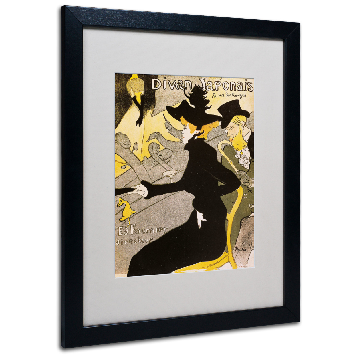 Henri Toulouse-Lautrec 'Divan Japonais' Black Wooden Framed Art 18 X 22 Inches