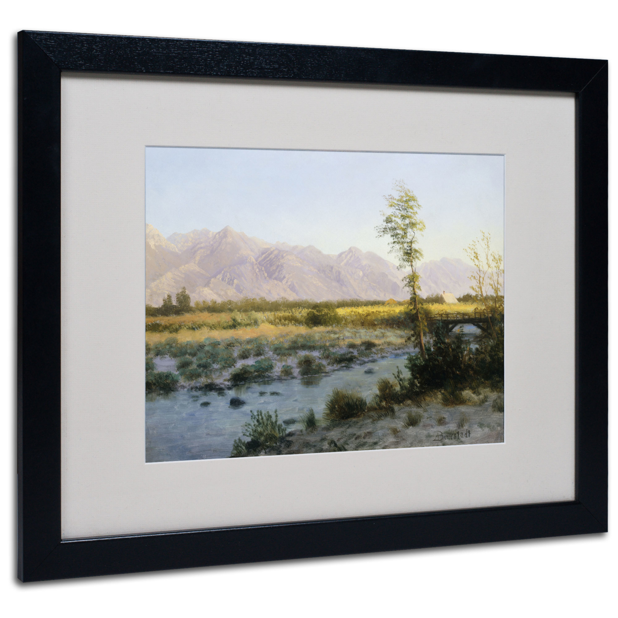 Albert Bierstadt 'Prairie Landscape' Black Wooden Framed Art 18 X 22 Inches