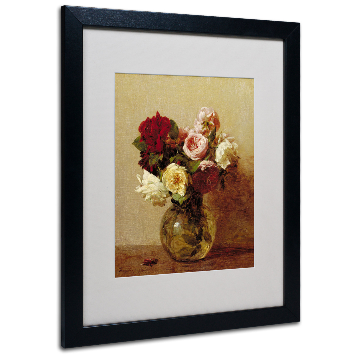 Henri Fantin Latour 'Roses 1884' Black Wooden Framed Art 18 X 22 Inches