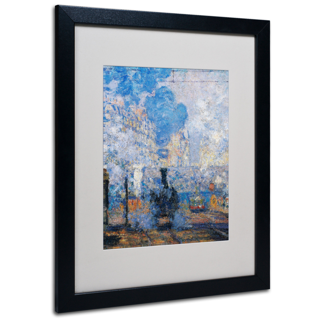 Claude Monet 'Saint Lazare Station' Black Wooden Framed Art 18 X 22 Inches