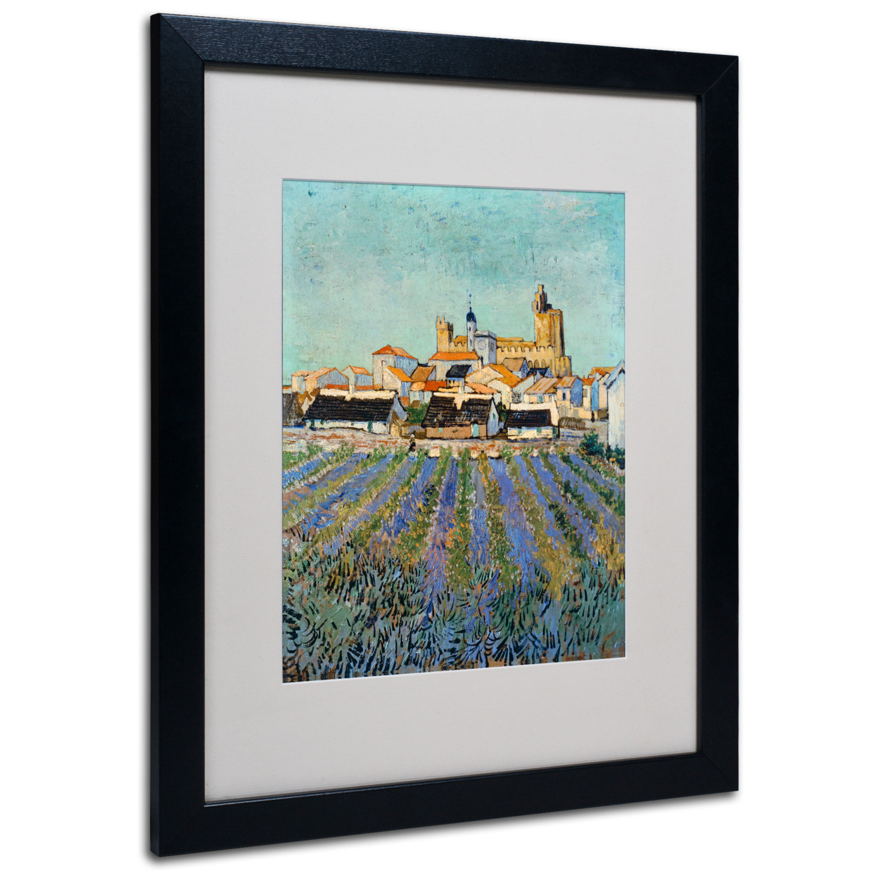Vincent Van Gogh 'Saintes Maries' Black Wooden Framed Art 18 X 22 Inches