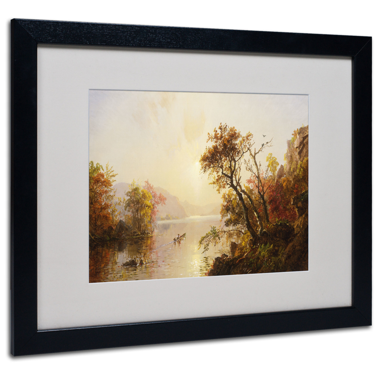 Jasper Cropsey 'Rowing Out Of A Cove 1878' Black Wooden Framed Art 18 X 22 Inches