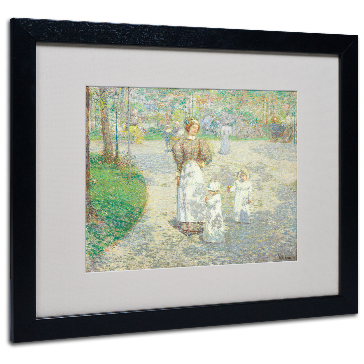 Childe Hassam 'Spring In Central Park' Black Wooden Framed Art 18 X 22 Inches