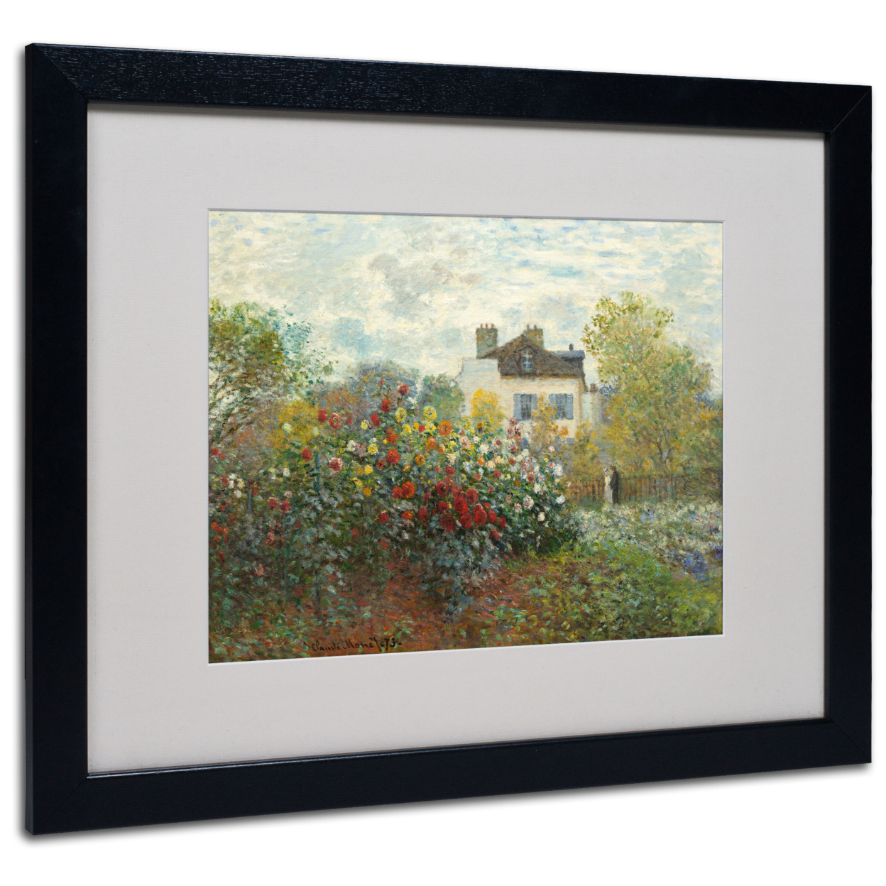Claude Monet 'The Artist's Garden' Black Wooden Framed Art 18 X 22 Inches
