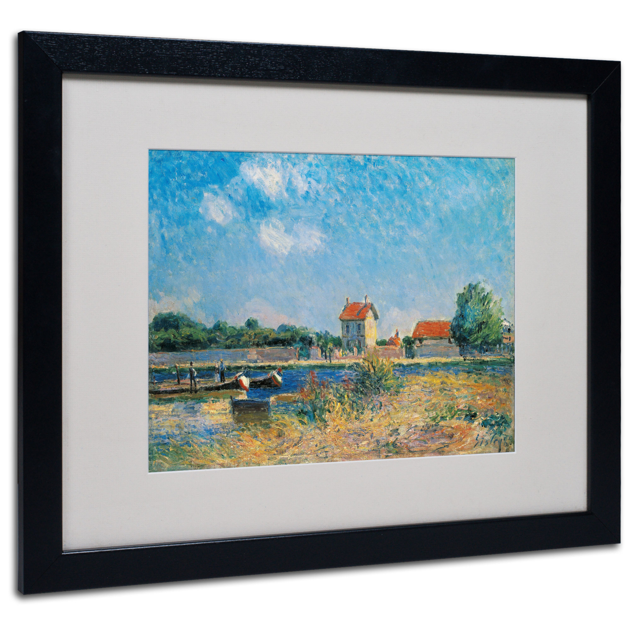 Alfred Sisley 'The Loing Canal' Black Wooden Framed Art 18 X 22 Inches