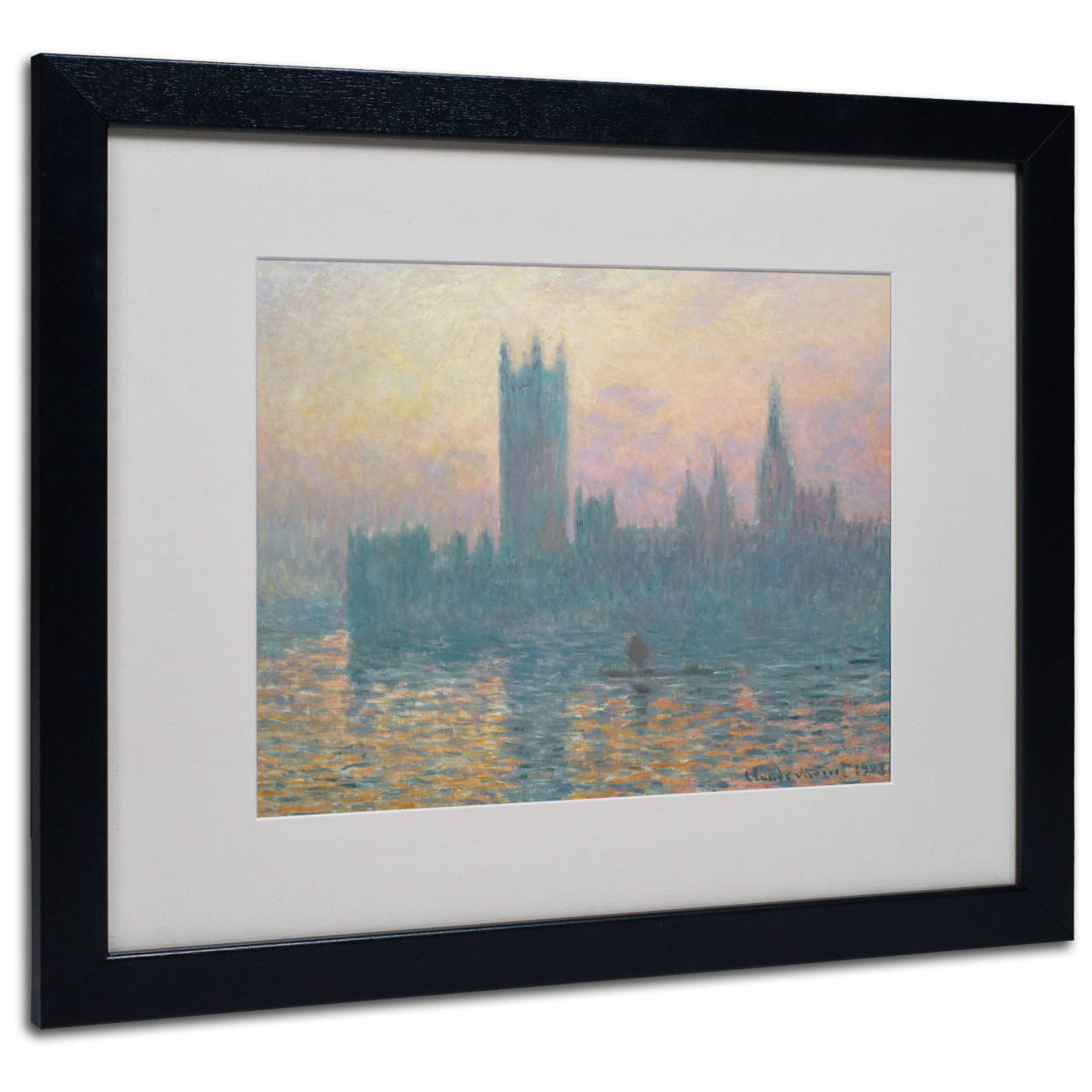 Claude Monet 'The Houses Of Parliament' Black Wooden Framed Art 18 X 22 Inches