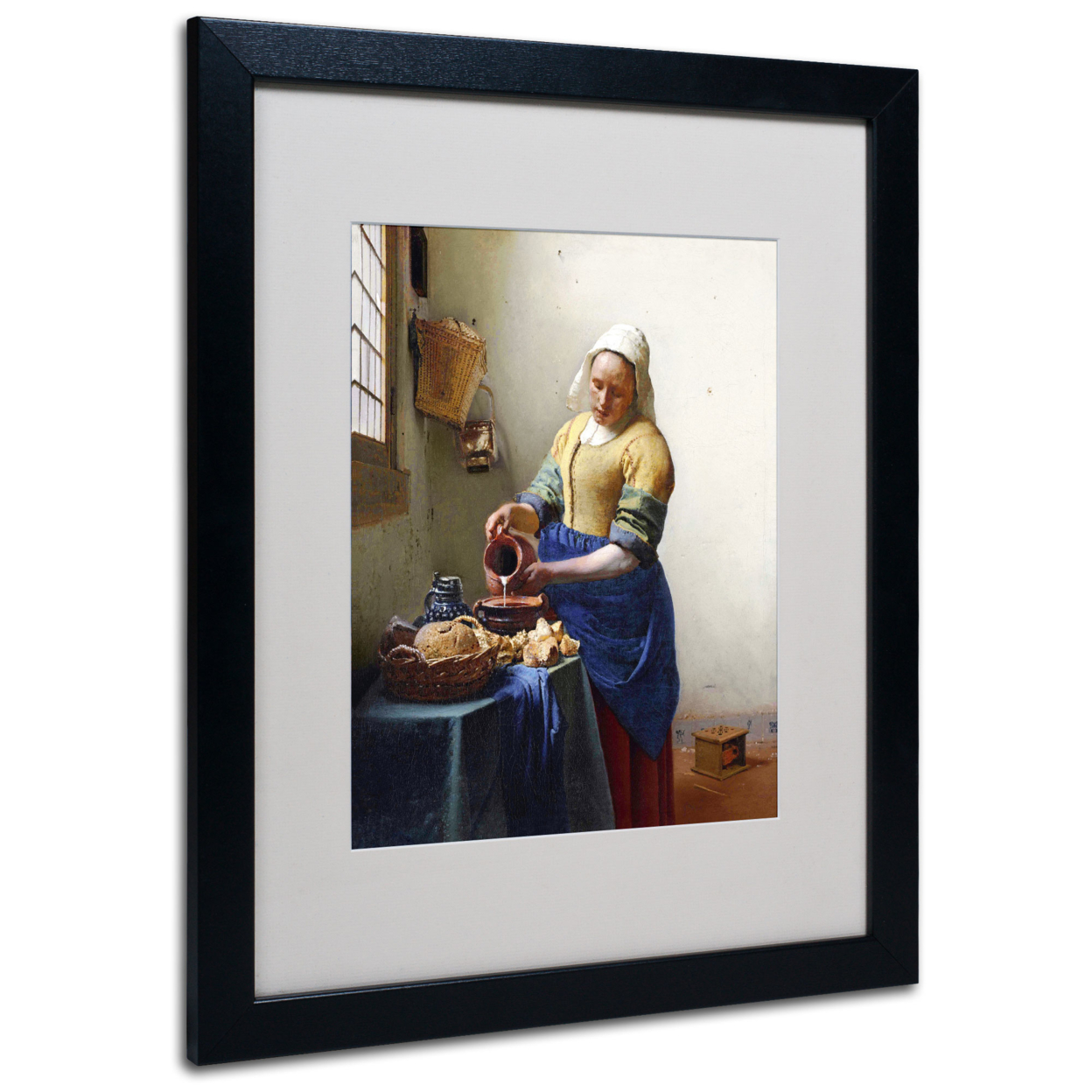Jan Vermeer 'The Milkmaid 1658-60' Black Wooden Framed Art 18 X 22 Inches