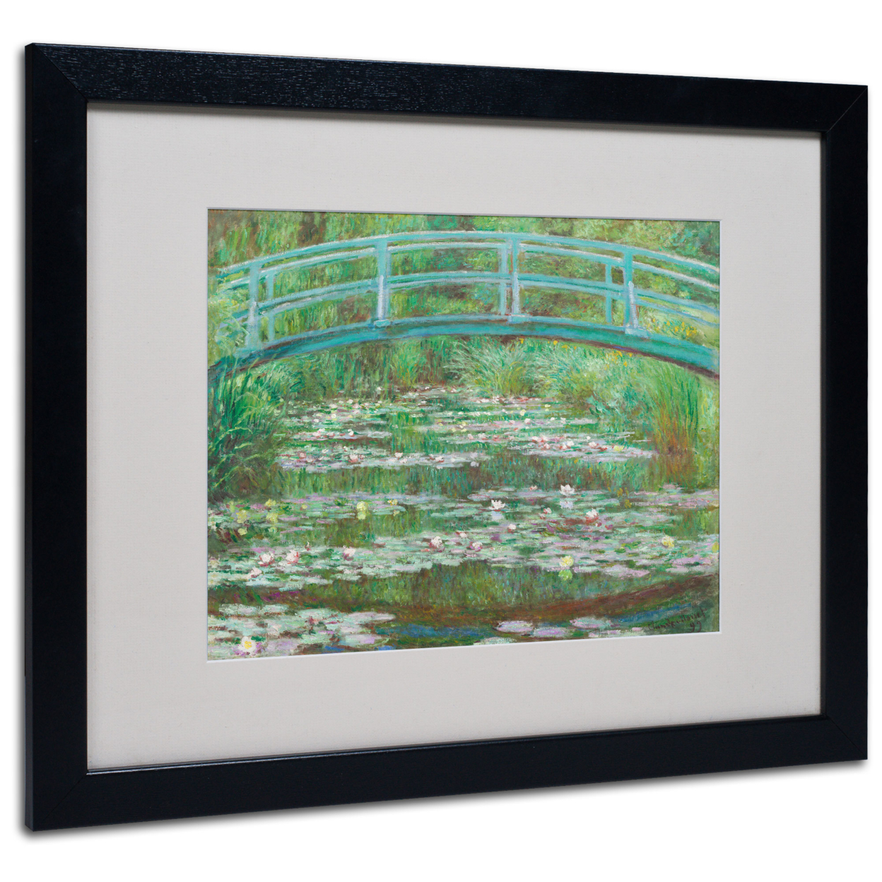 Claude Monet 'The Japanese Footbridge' Black Wooden Framed Art 18 X 22 Inches
