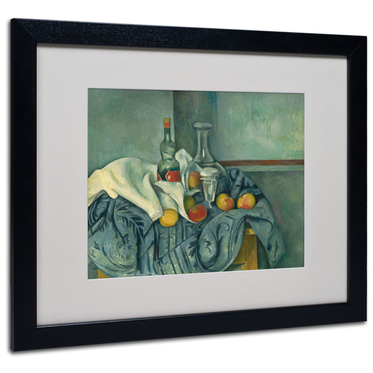Paul Cezanne 'The Peppermint Bottle' Black Wooden Framed Art 18 X 22 Inches
