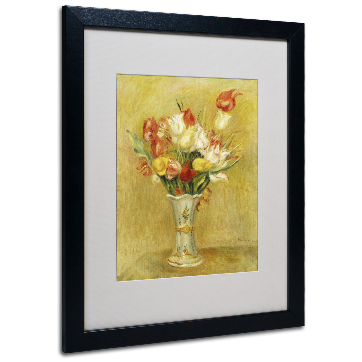 Pierre Renoir 'Tulipes 1909' Black Wooden Framed Art 18 X 22 Inches