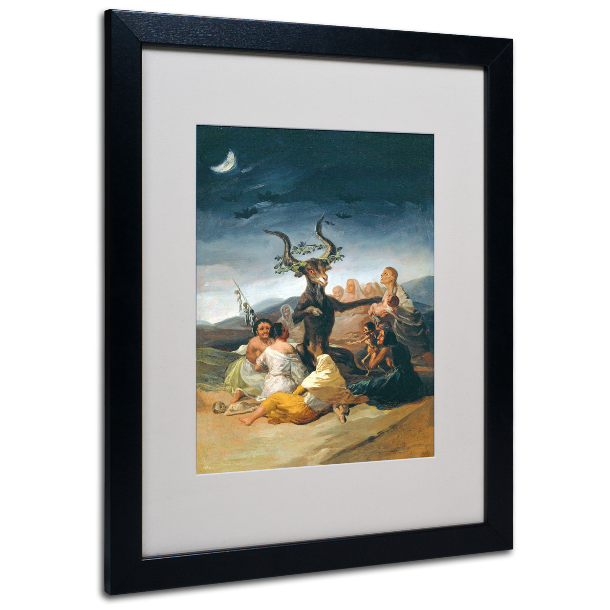 Francisco Goya 'The Witches' Sabbath' Black Wooden Framed Art 18 X 22 Inches