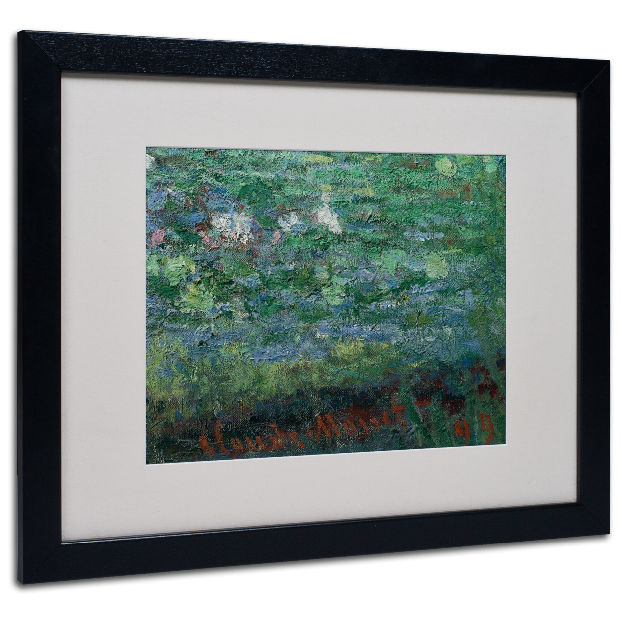 Claude Monet 'The Waterlily Pond Green' Black Wooden Framed Art 18 X 22 Inches