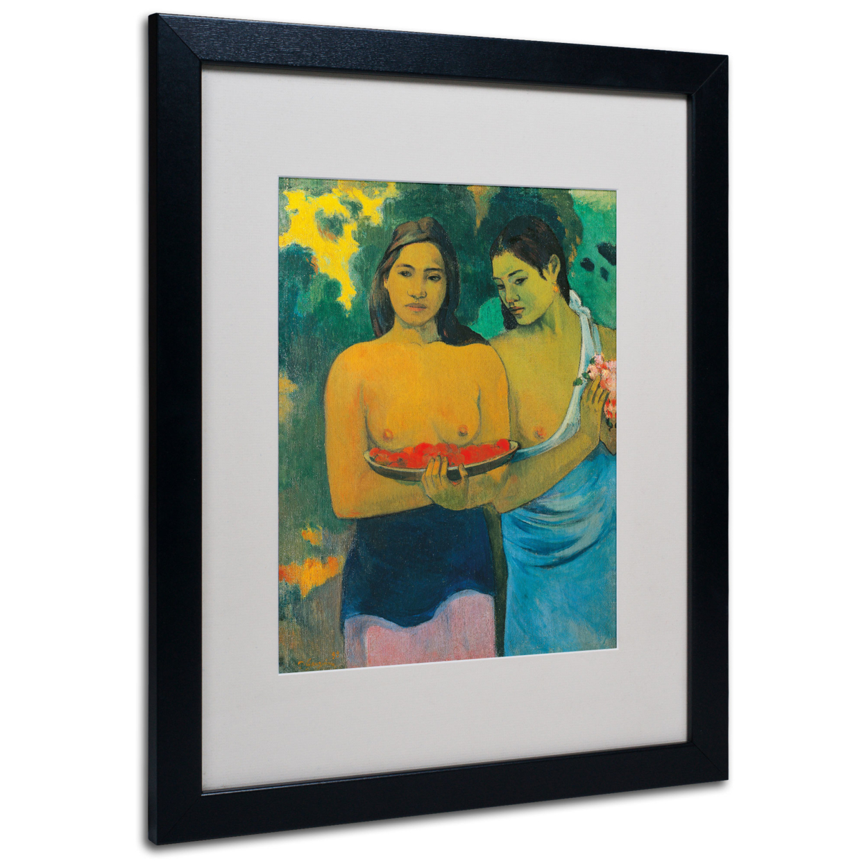 Paul Gauguin 'Two Tahitian Women 1899' Black Wooden Framed Art 18 X 22 Inches