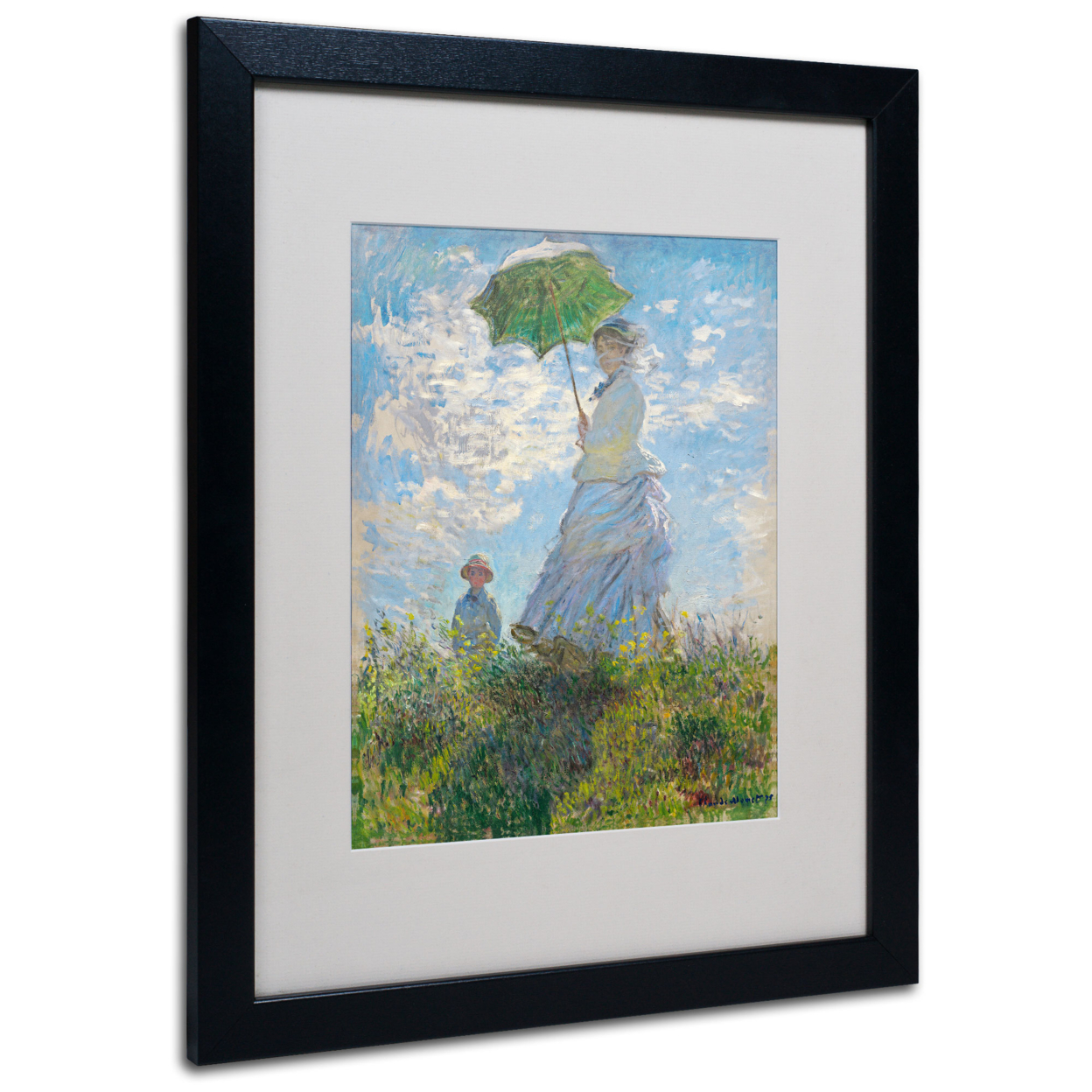 Claude Monet 'Woman With A Parasol 1875' Black Wooden Framed Art 18 X 22 Inches