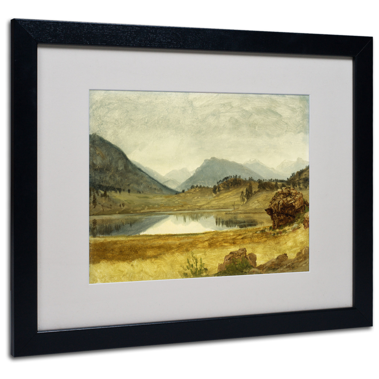 Albert Bierstadt 'Wind River Country' Black Wooden Framed Art 18 X 22 Inches