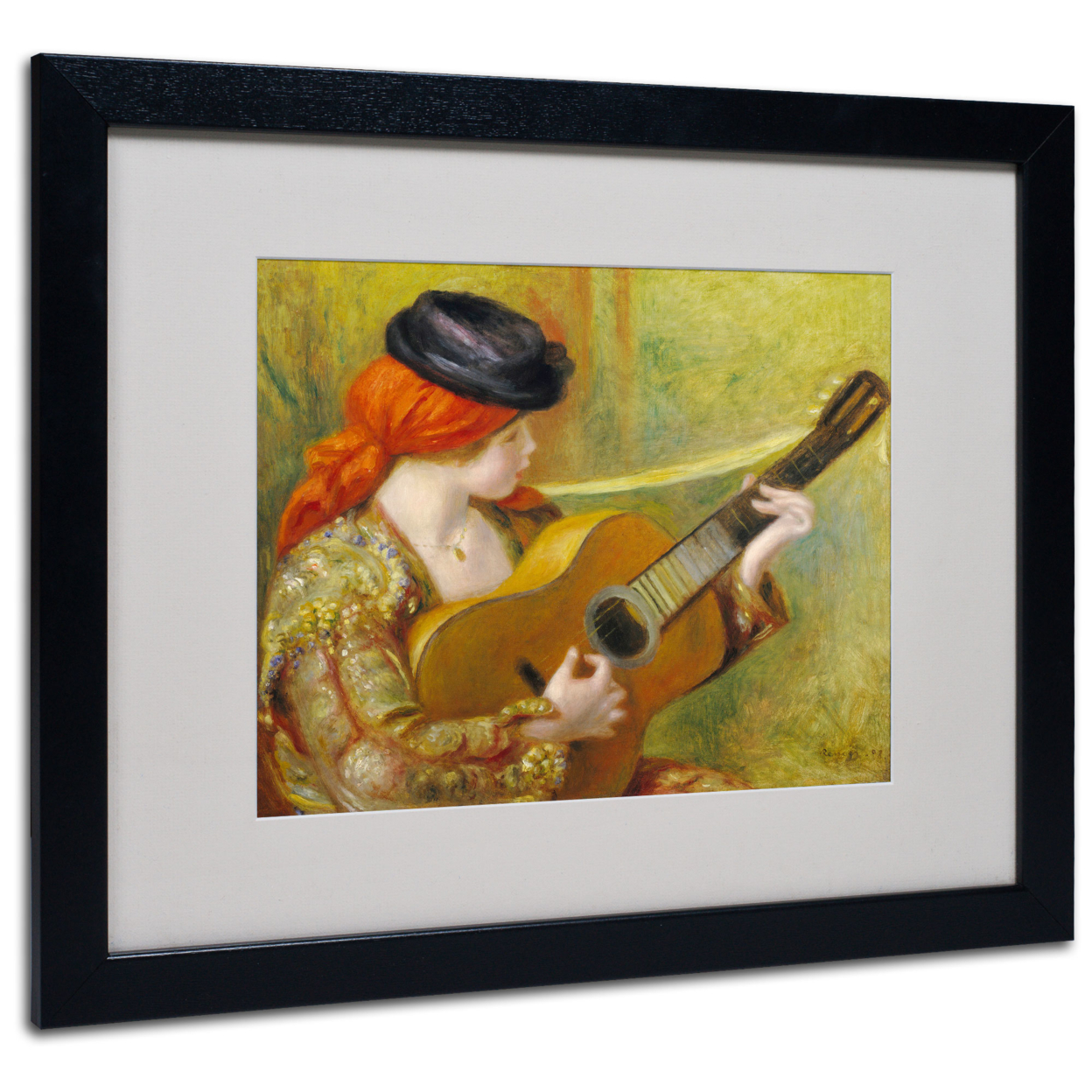 Pierre Renoir 'Young Spanish Woman' Black Wooden Framed Art 18 X 22 Inches
