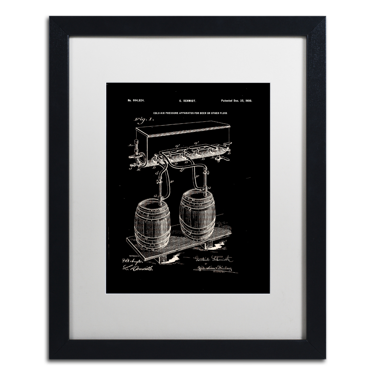 Claire Doherty 'Art Of Brewing Beer Patent Black' Black Wooden Framed Art 18 X 22 Inches