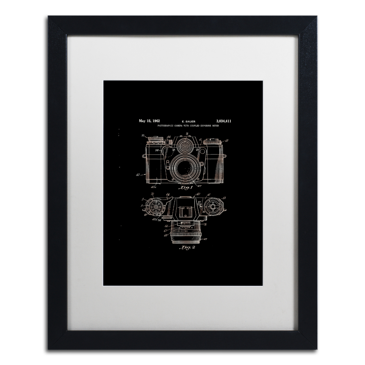 Claire Doherty 'Photographic Camera 1962 Black' Black Wooden Framed Art 18 X 22 Inches