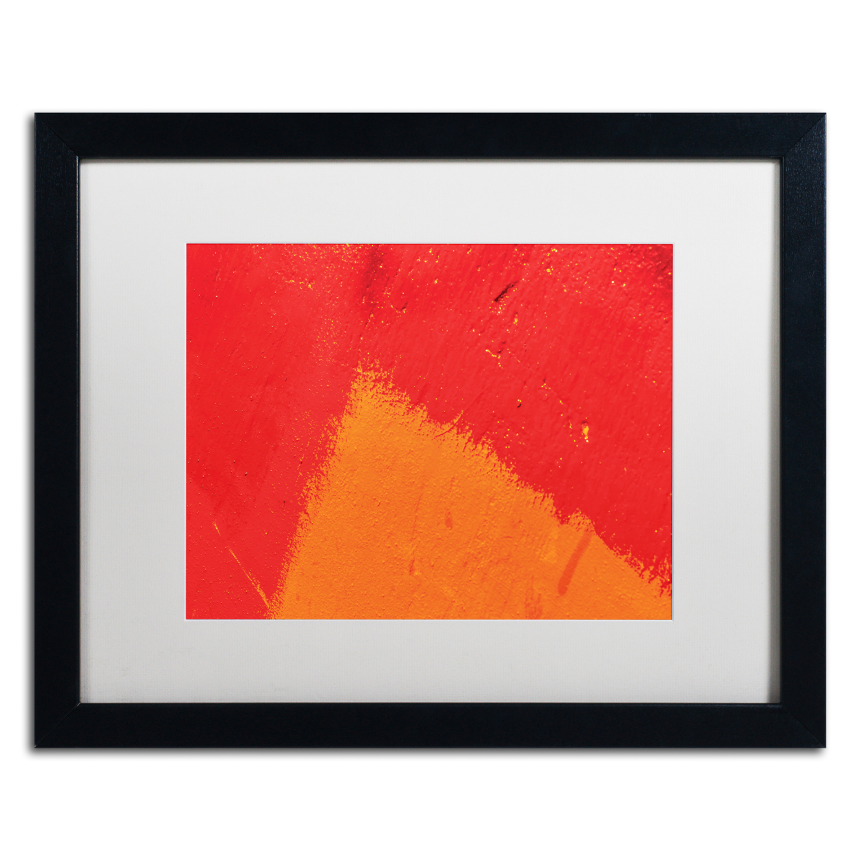 Claire Doherty 'Abstract Orange Triangle' Black Wooden Framed Art 18 X 22 Inches