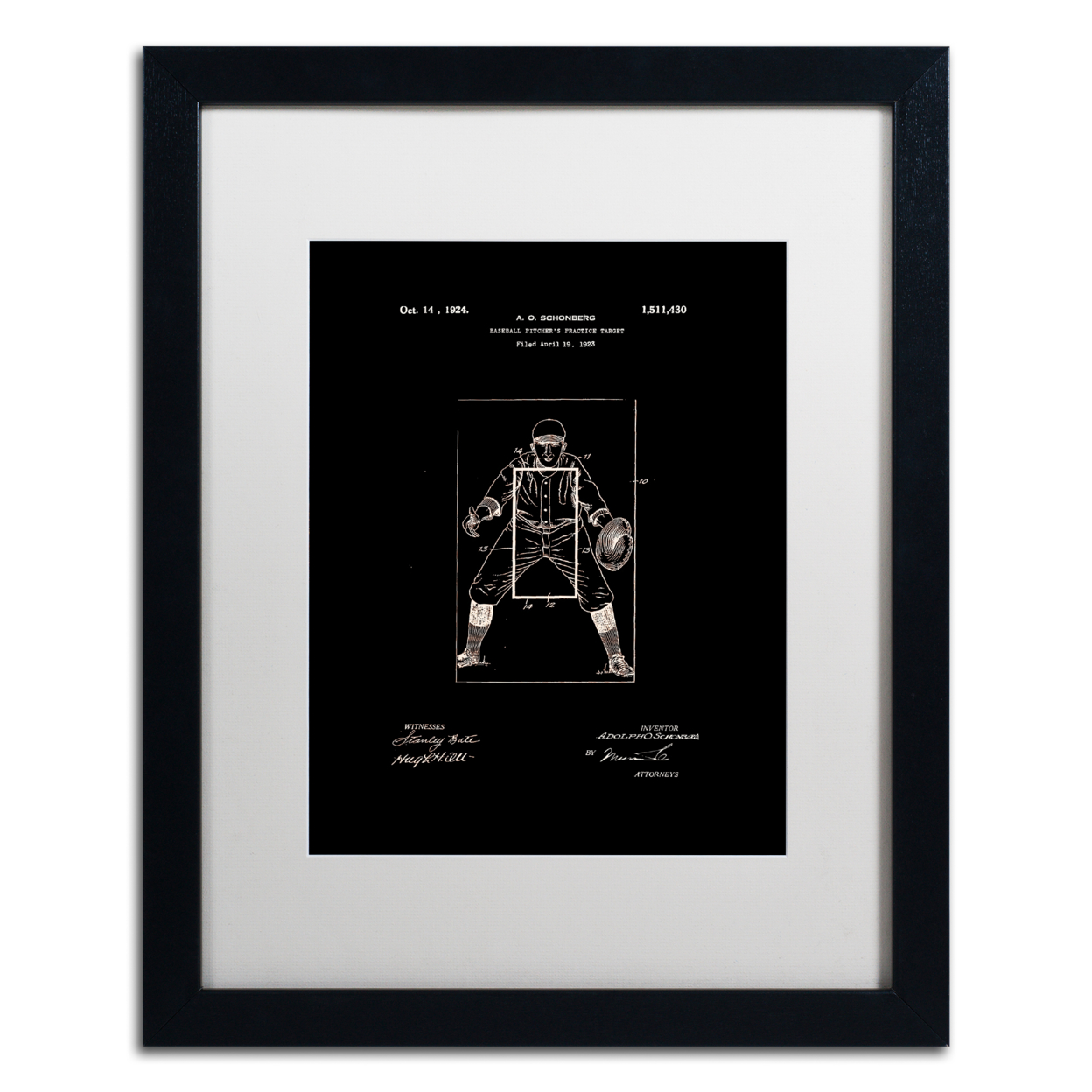 Claire Doherty 'Practice Target Patent 1924 Black' Black Wooden Framed Art 18 X 22 Inches
