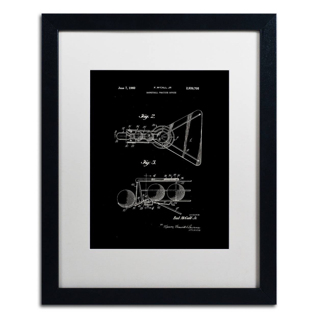 Claire Doherty 'Practice Device Patent Part 2 Black' Black Wooden Framed Art 18 X 22 Inches