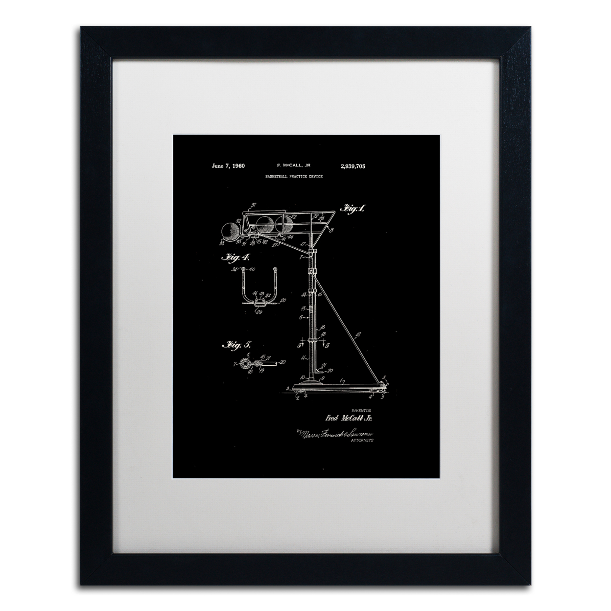 Claire Doherty 'Practice Device Patent Part 1 Black' Black Wooden Framed Art 18 X 22 Inches