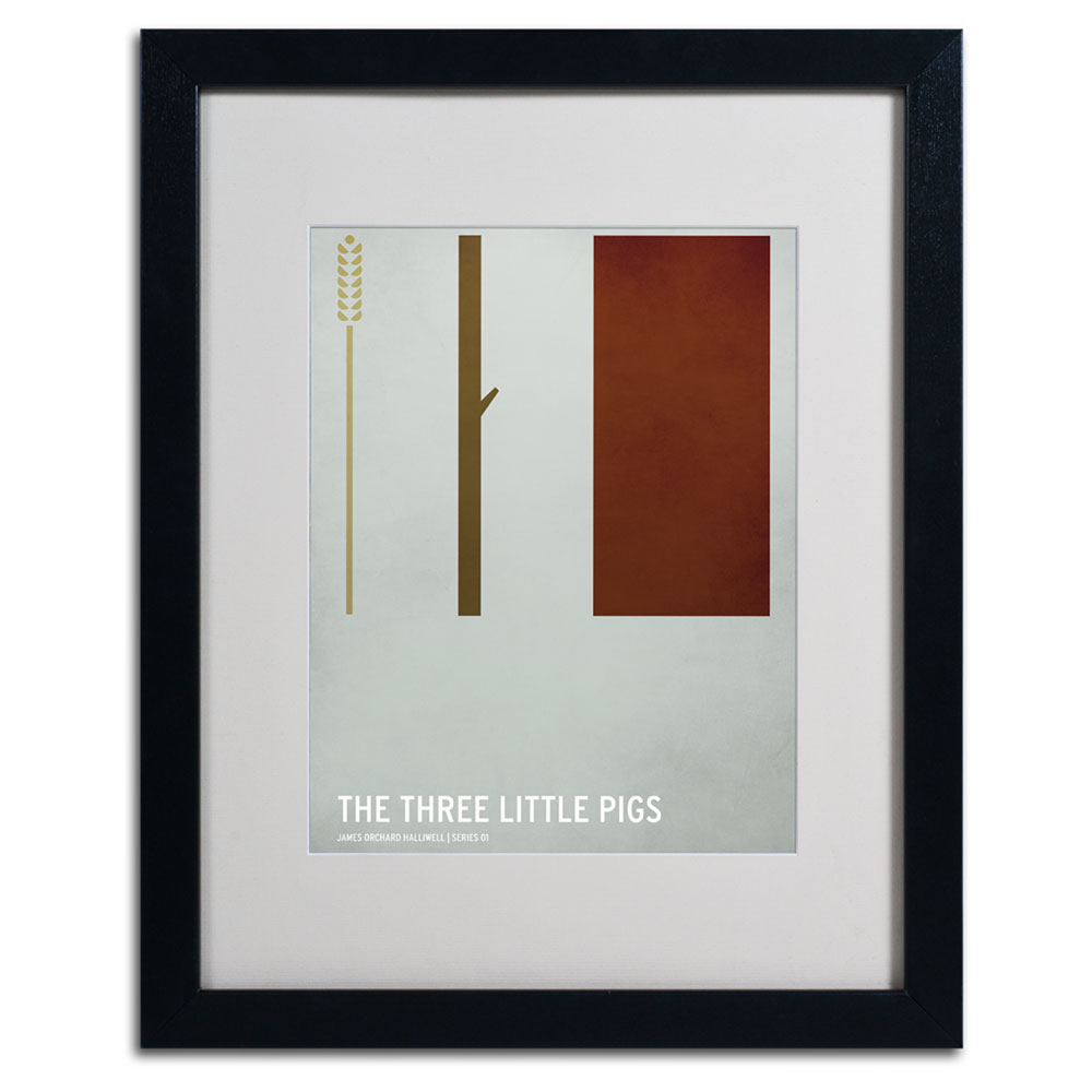 Christian Jackson 'The Three Little Pigs' Black Wooden Framed Art 18 X 22 Inches